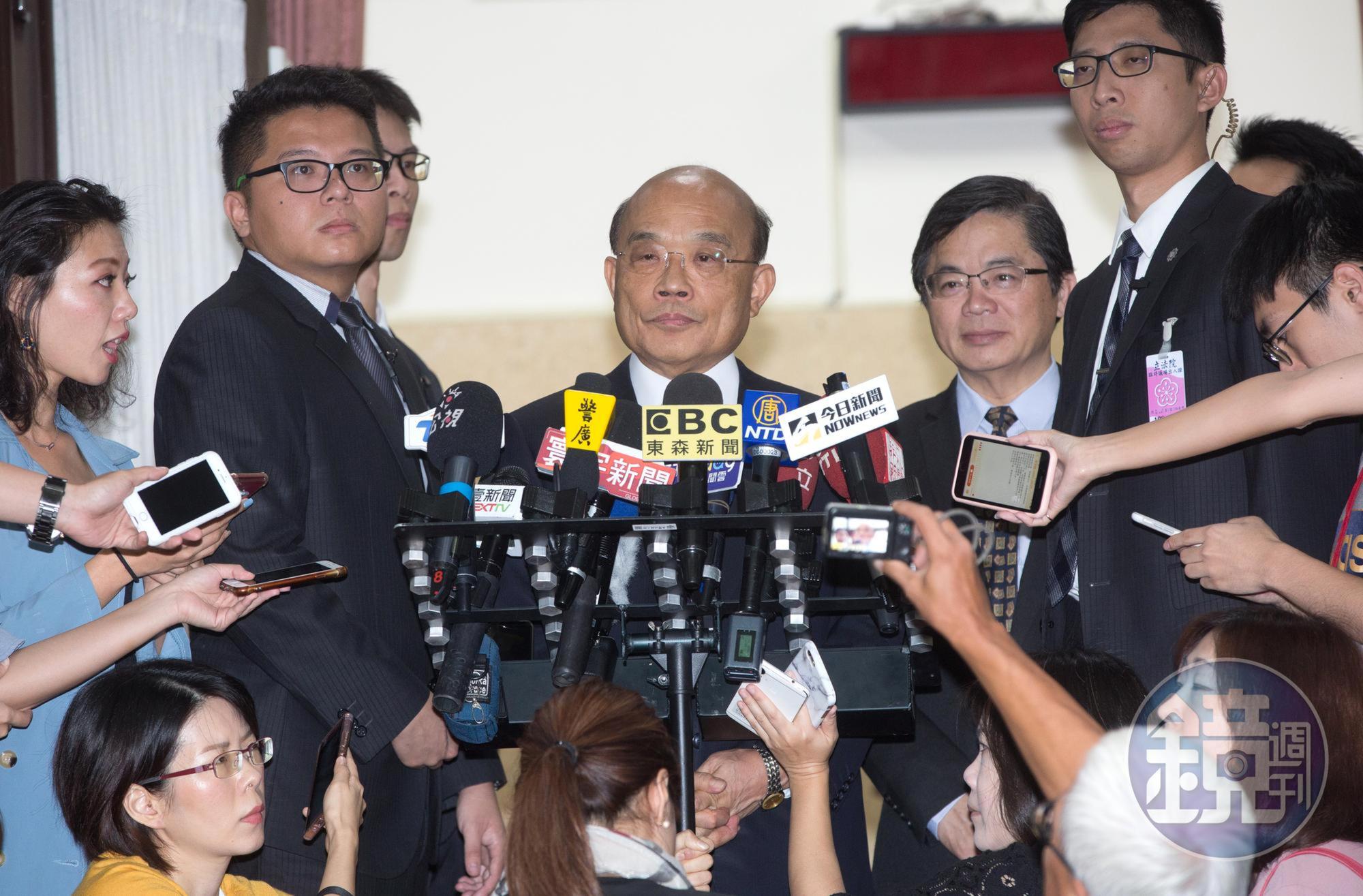 行政院長蘇貞昌接受媒體訪問。