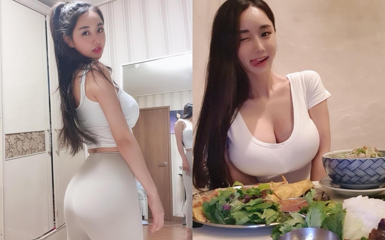 韓國網紅Candyseoul擁有巨乳蜜臀,還有螞蟻腰,最常跟粉絲分享她吃美食的照片。(翻攝自Candyseoul IG)