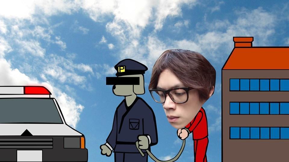 HowHow在自己的臉書上PO出這張哏圖調侃自己遭警方約談。(圖片取自HowHow臉書)