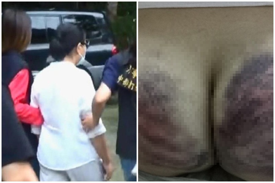 打人的幹部宣稱「借竅驅魔」，信徒深信不已。（翻攝畫面）