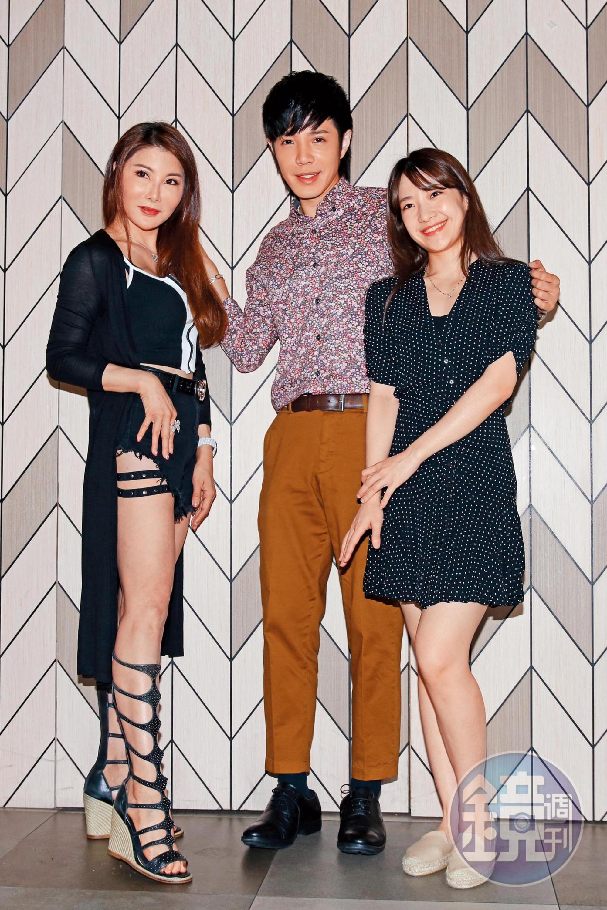 童立安發片，好友楊麗菁（左）及陳予新（右）都來站台。