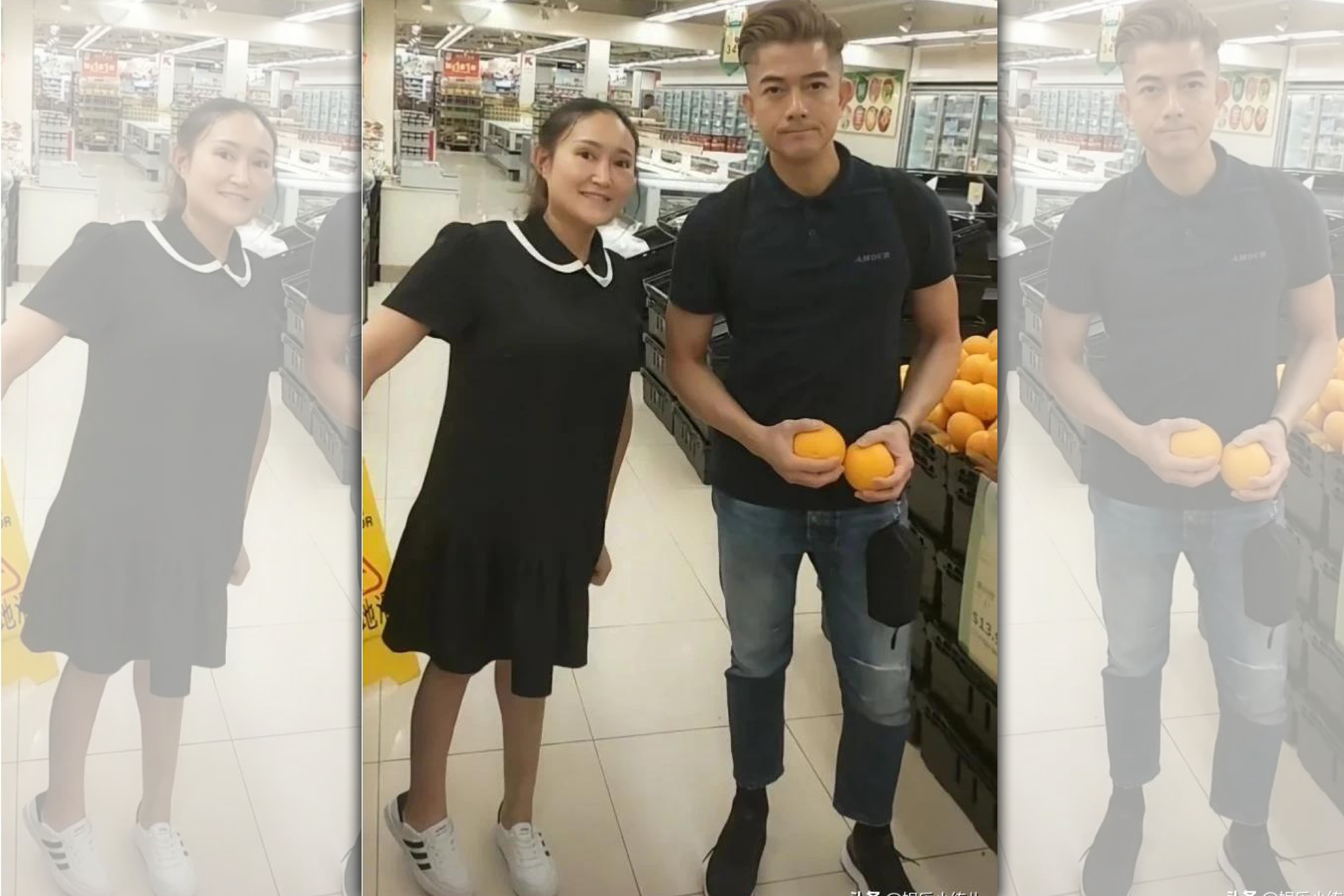 郭富城在超市買柳丁跟粉絲合照。（翻攝今日頭條）