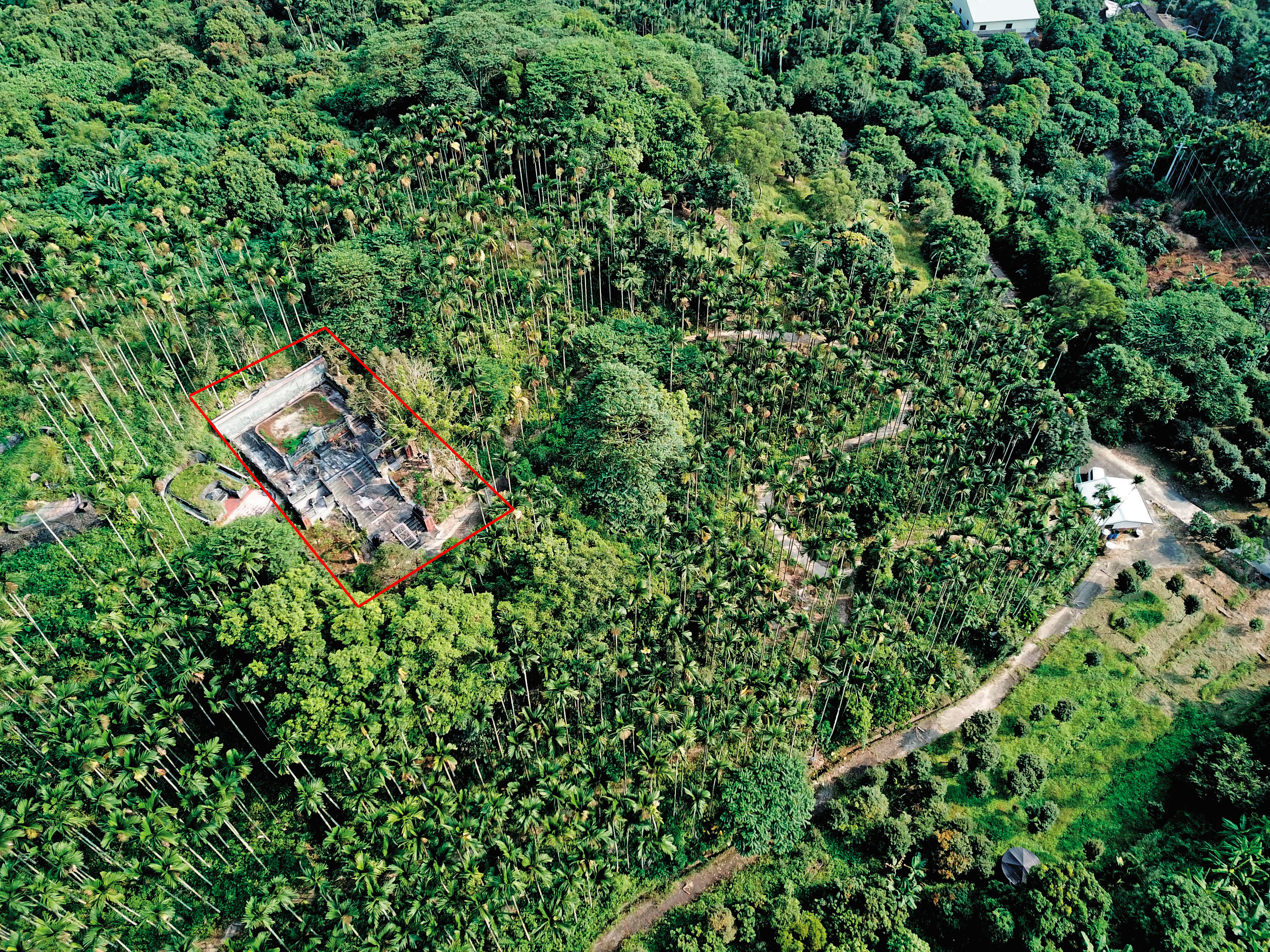 蔡長銘是嘉義黃派掌門人，墓地（紅框處）居高臨下，採王公貴族陵園設計，風水有助子孫飛黃騰達。