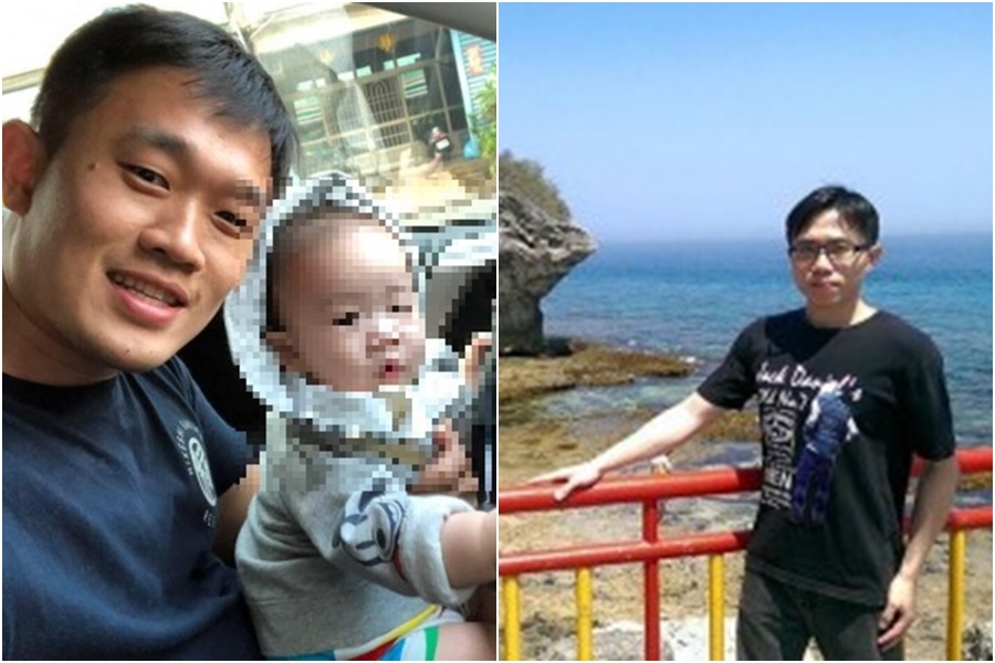 一場大火奪走兩名勇消性命，個性活潑開朗的張哲嘉（右），臉書有不少出遊照片；謝志雄（左）育有一子，妻子肚子裡還有一對雙胞胎，如今成了遺腹子。（翻攝畫面）