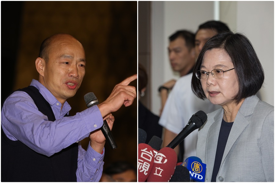 高雄市長韓國瑜、總統蔡英文隔空交火。