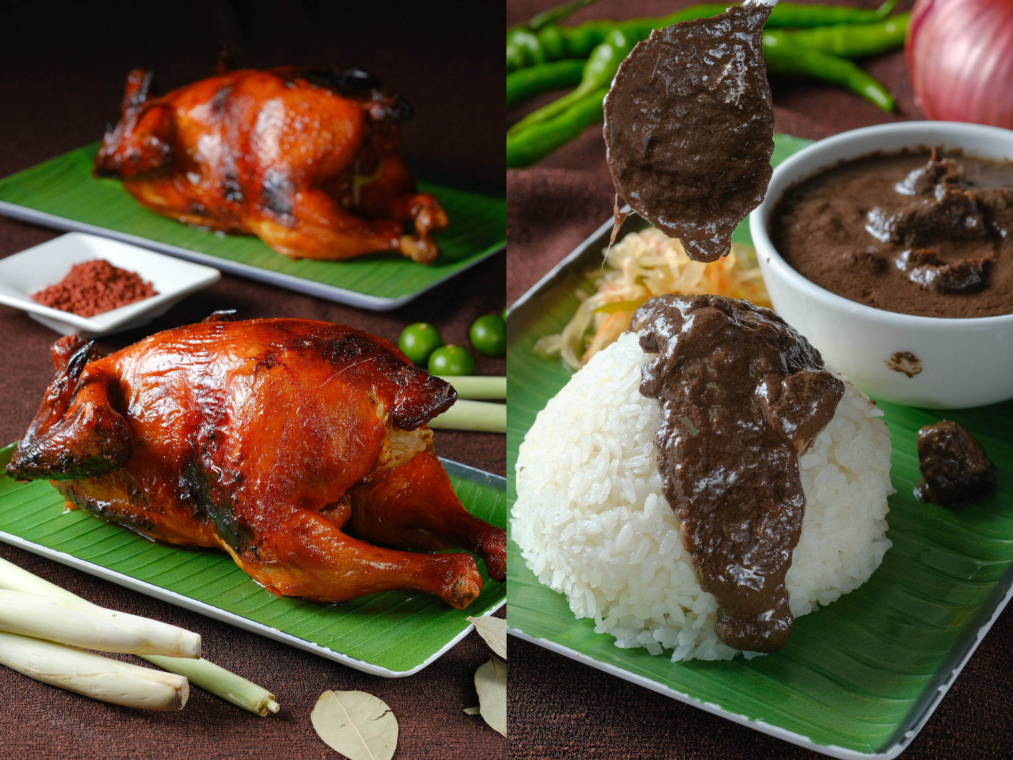 烤雞與菲式豬燴都是這家店的招牌菜。