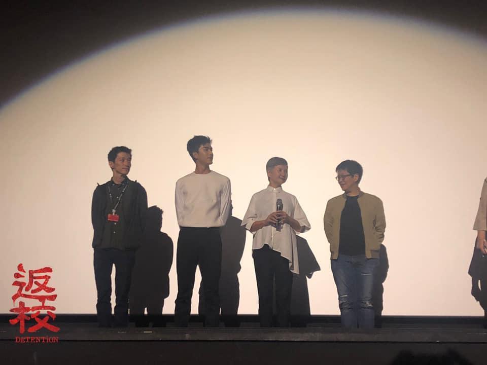 《返校》監製李烈、李耀華與導演徐漢強、主演曾敬驊,正在釜山影展宣傳電影。(牽猴子提供)