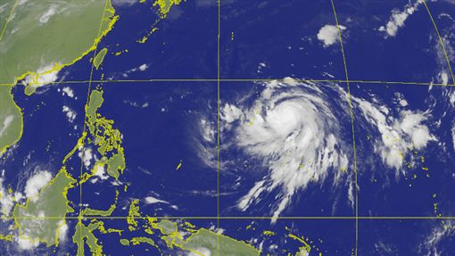 輕度颱風「哈吉貝」發展迅速，最快明晚、後天凌晨轉為強颱。（氣象局提供）