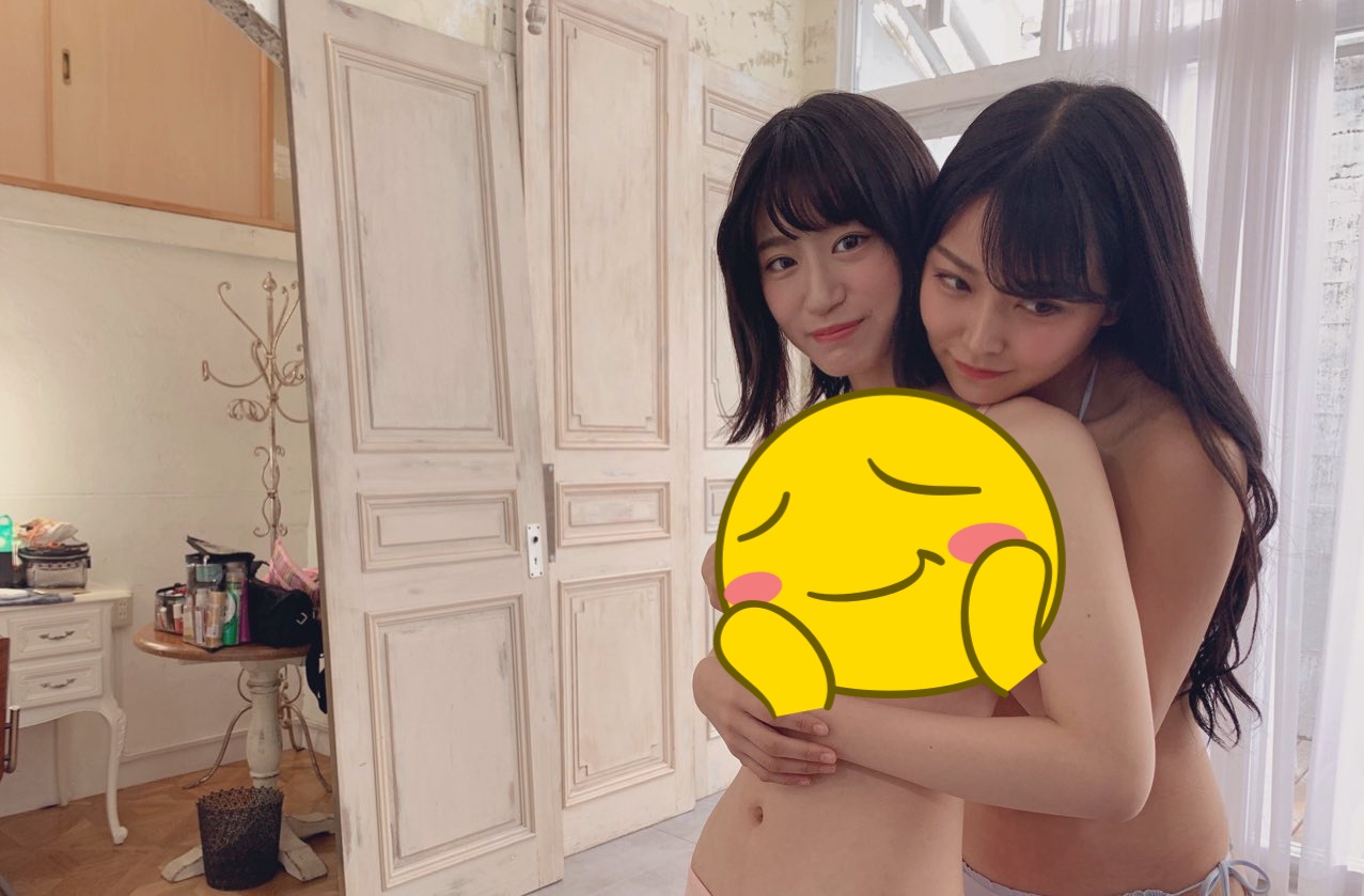 NMB48成員白間美瑠與上西怜一起拍寫真。（翻攝自白間美瑠推特）