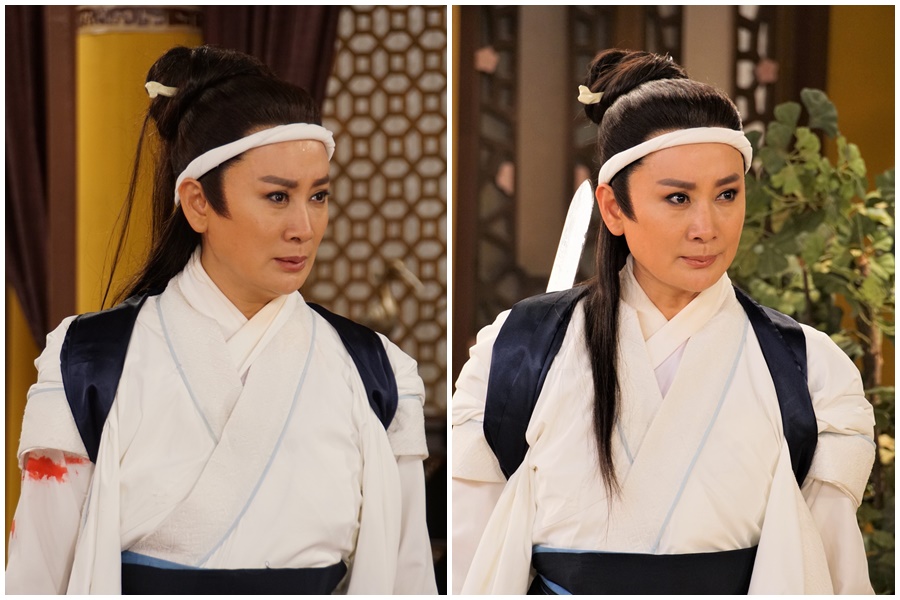 陳亞蘭在《忠孝節義》飾演的趙朔10集就領便當,萬箭穿肺的死狀甚為慘烈。(麗生百合提供)