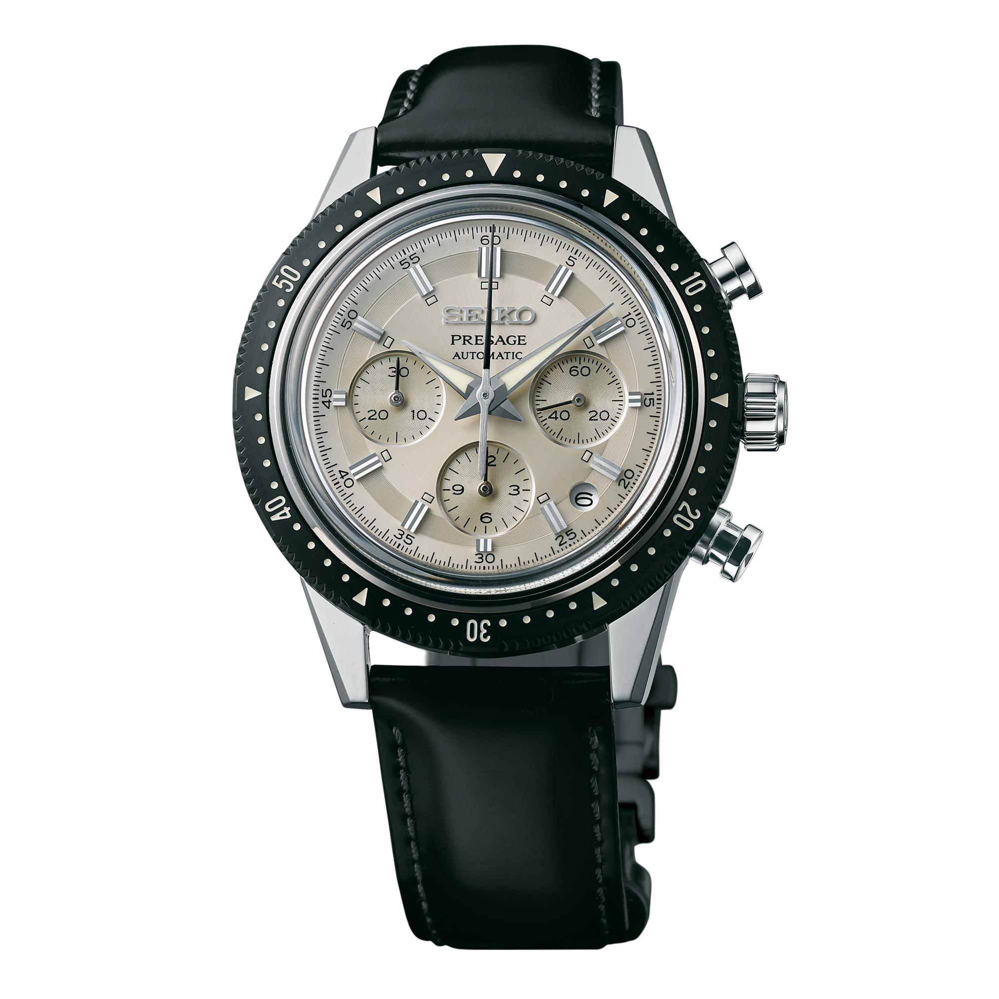 以Crown Chronograph為靈感設計的SEIKO計時碼錶55週年限量款(型號SRQ031),全球限量1,000只,定價NT$108,000,預計11月上市。