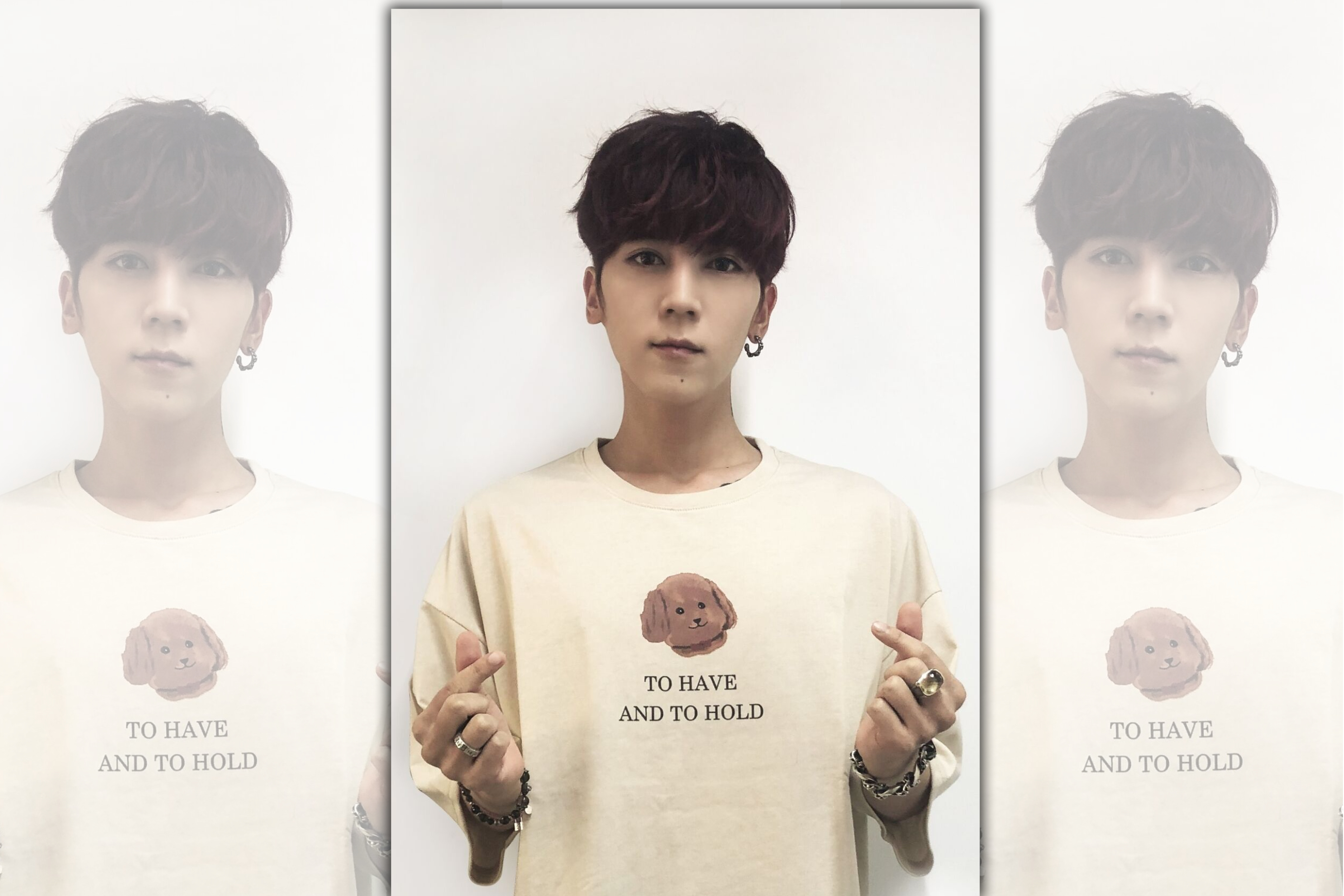 Bii畢書盡穿上聯名浪浪狗T，響應浪浪照護計畫。（CHECK2CHECK提供）