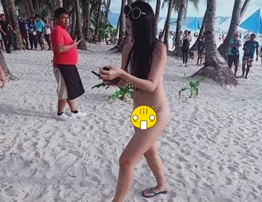 台籍遊客因穿著過於裸露，引起當地警方注意，進而開罰。（翻攝臉書）