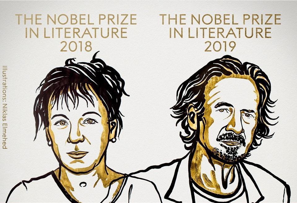 諾貝爾文學獎公布2018及2019年得主。（翻攝自Nobel Prize粉絲專頁）