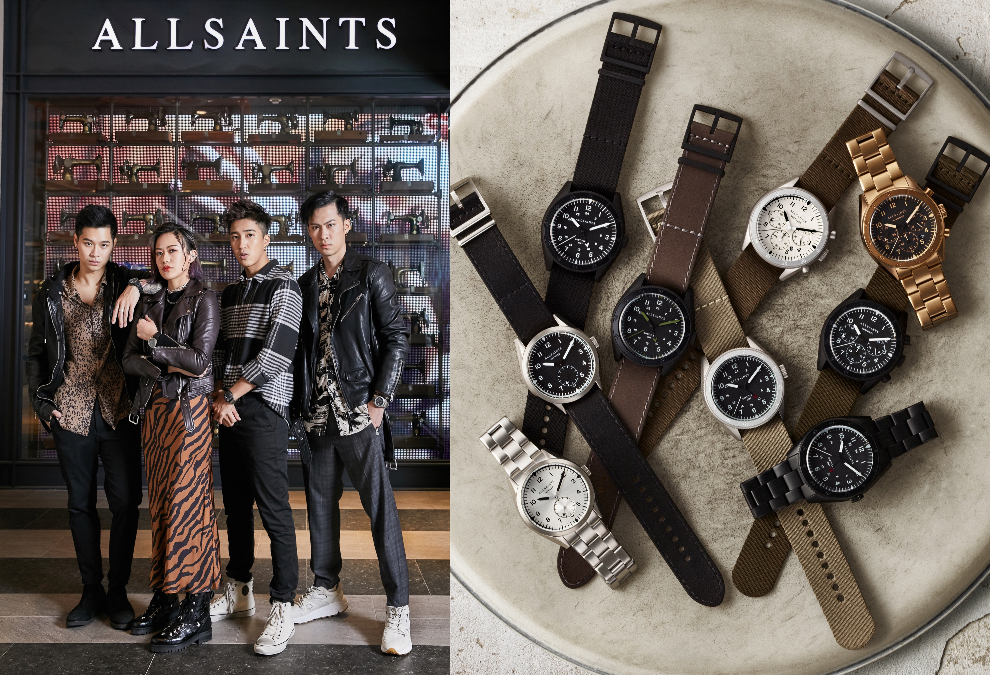 AllSaints首推腕表系列，請到當紅的饒舌團體CHING G SQUAD來助陣。（AllSaints提供）