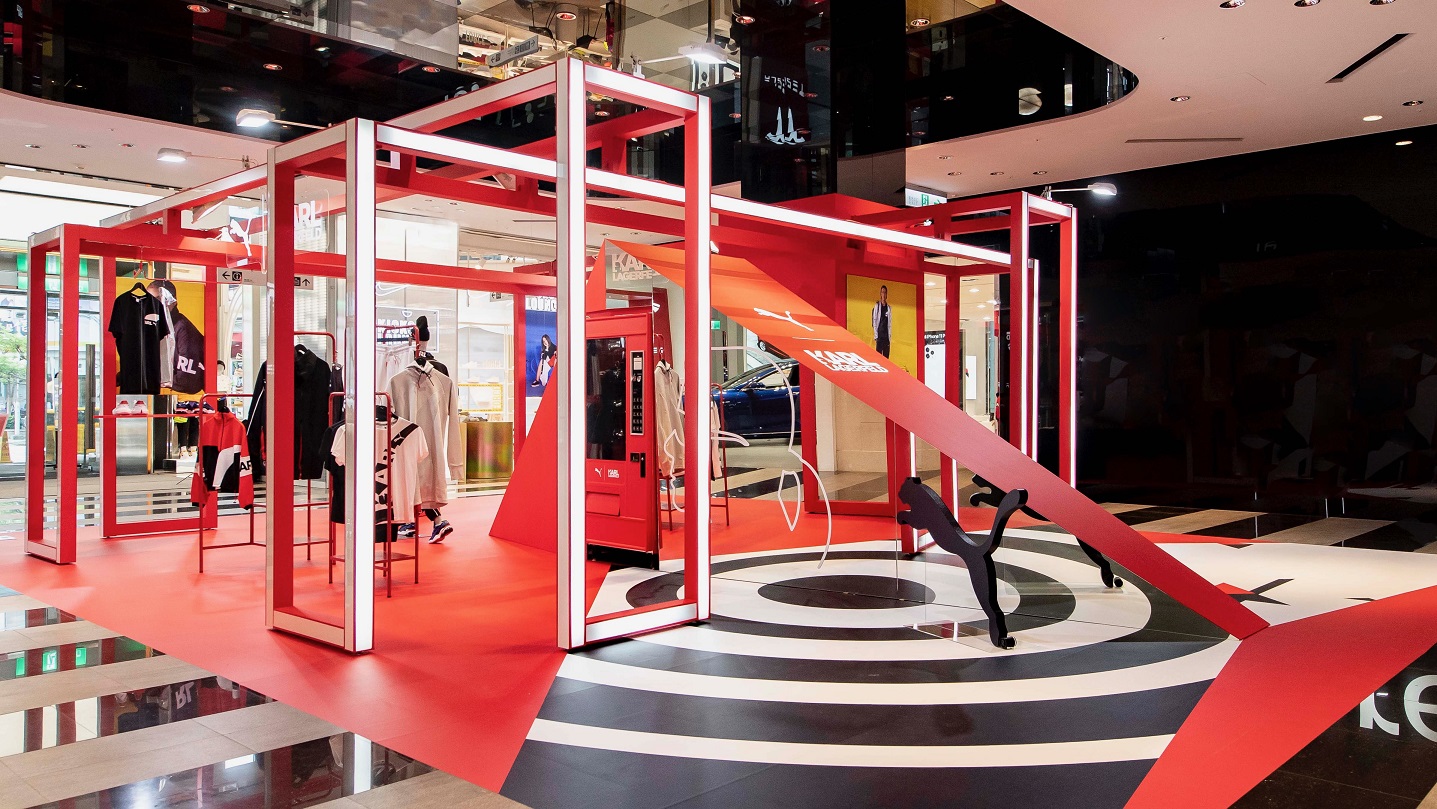PUMA SELECT x KARL LAGERFELD限時快閃店位於台北信義新光三越 A11。（PUMA提供）