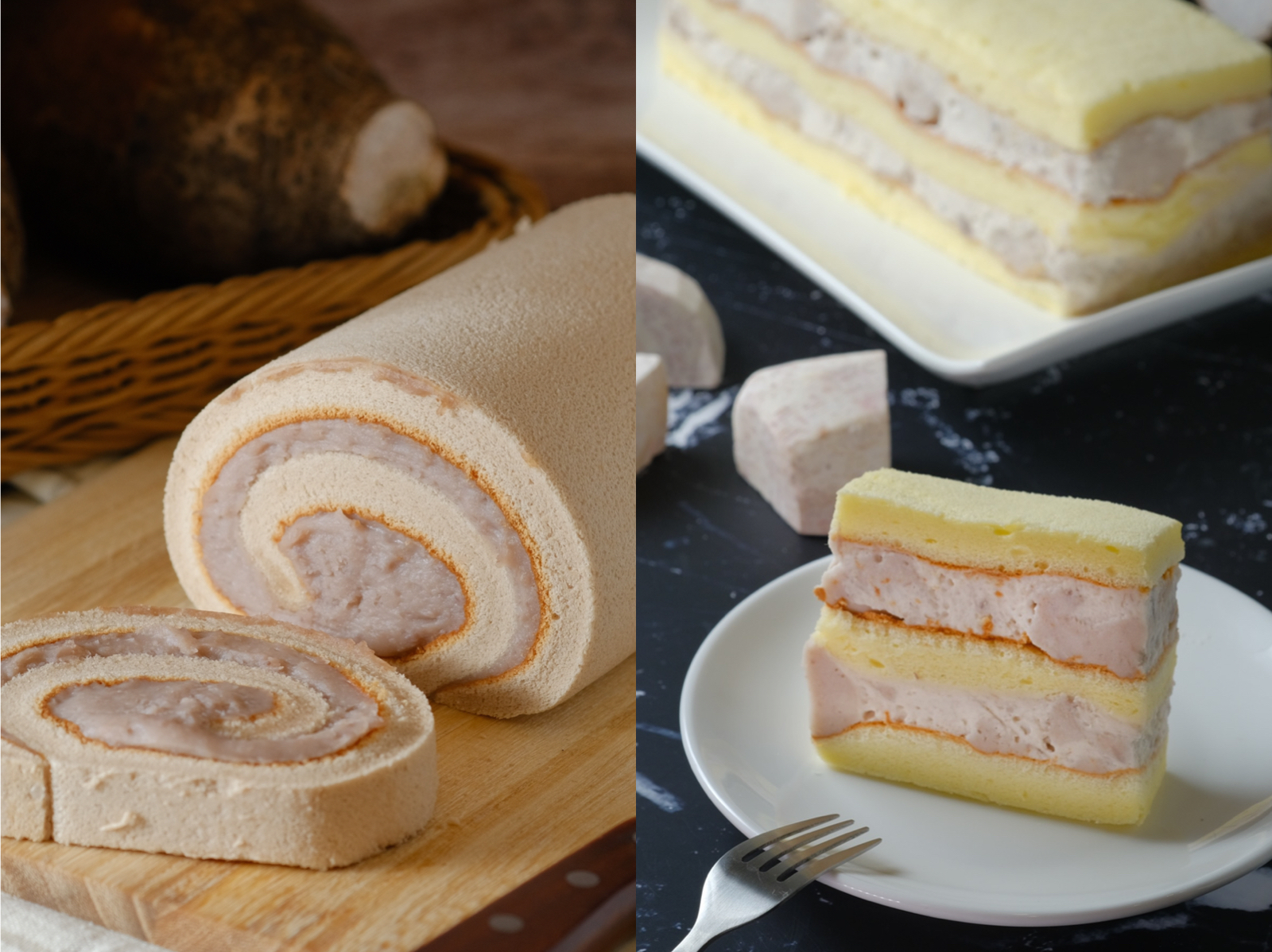 台北的「香帥蛋糕」，和已將店名更換成「不二緻果」的「高雄不二家」，可說是芋泥卷蛋糕界的南北霸主。