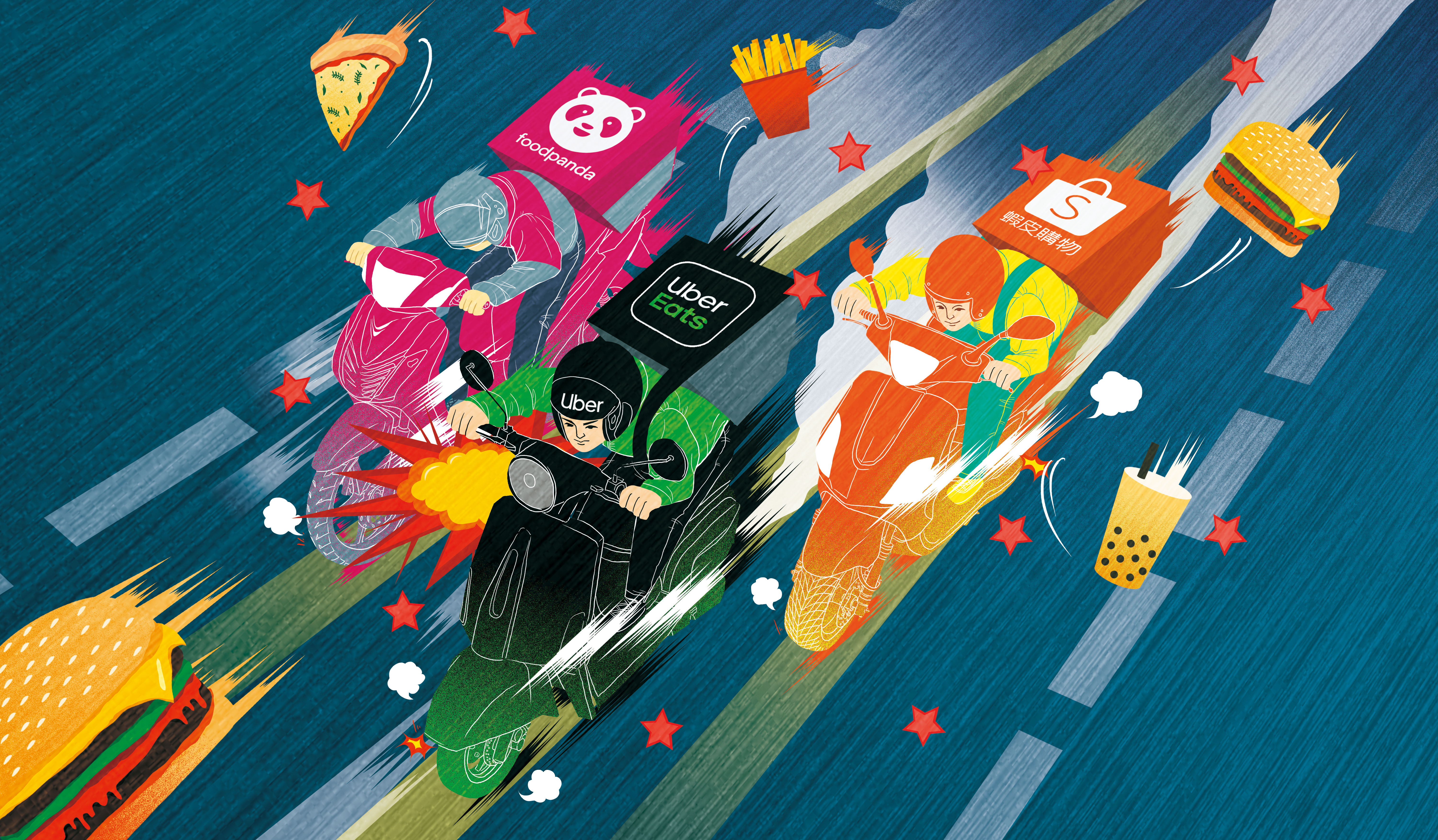 電商大咖蝦皮有意爭搶每年超過200億元美食外送商機，正面激戰foodpanda、Uber Eats。