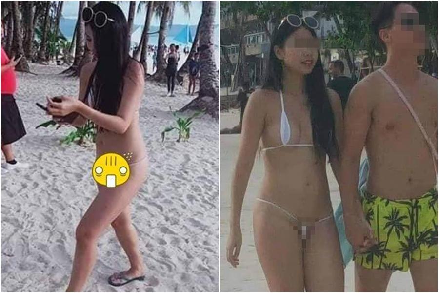 1名二十多歲台灣女子因為穿著「一條線」比基尼太過裸露，被菲律賓警方開罰2,500披索（約新台幣1,478元），還將她的個資公開。（翻攝臉書）