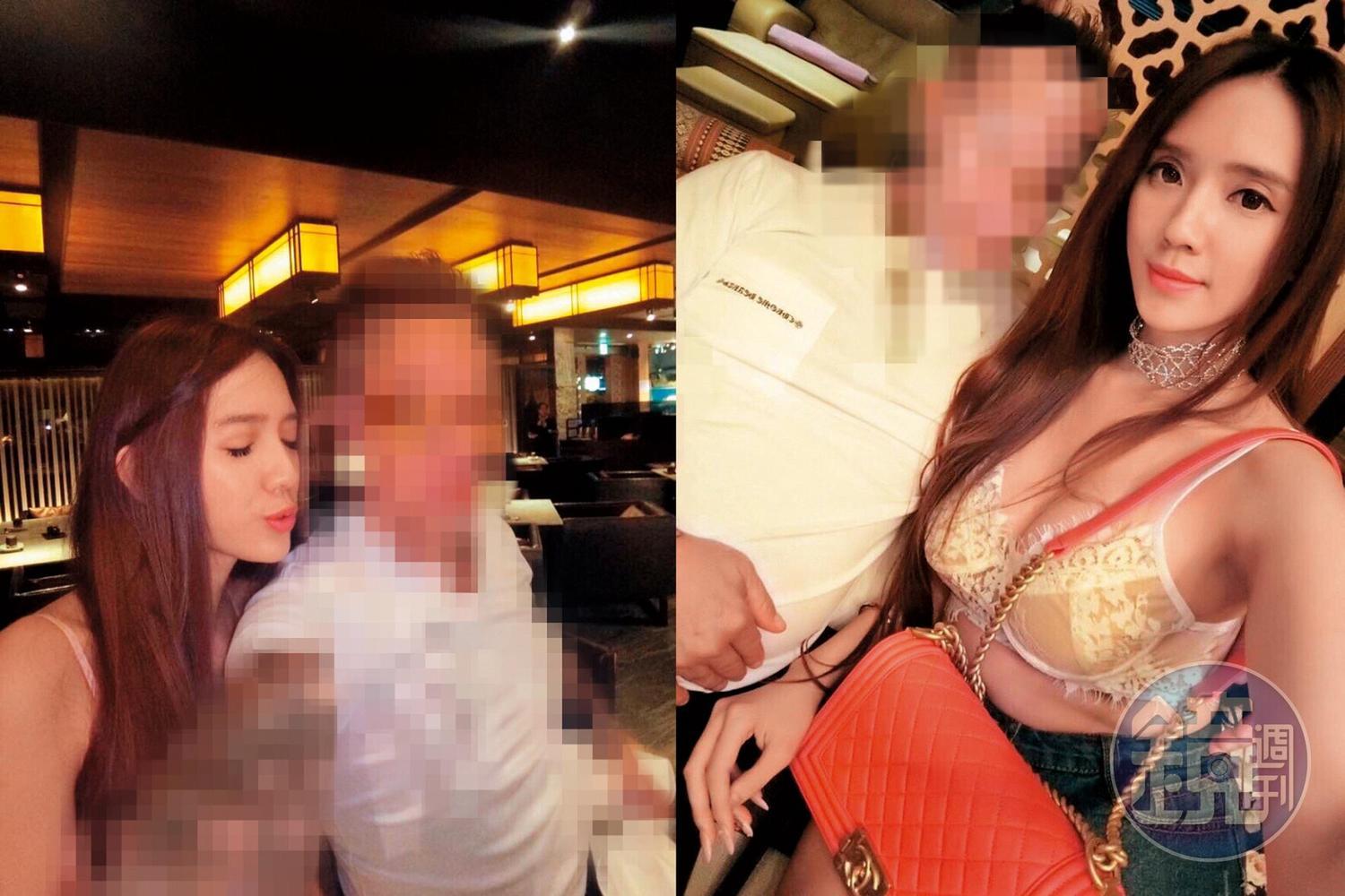 翁子涵曾和馬來西亞富商交往2年,當時她上身僅著內衣、揹著名牌包。(讀者提供)