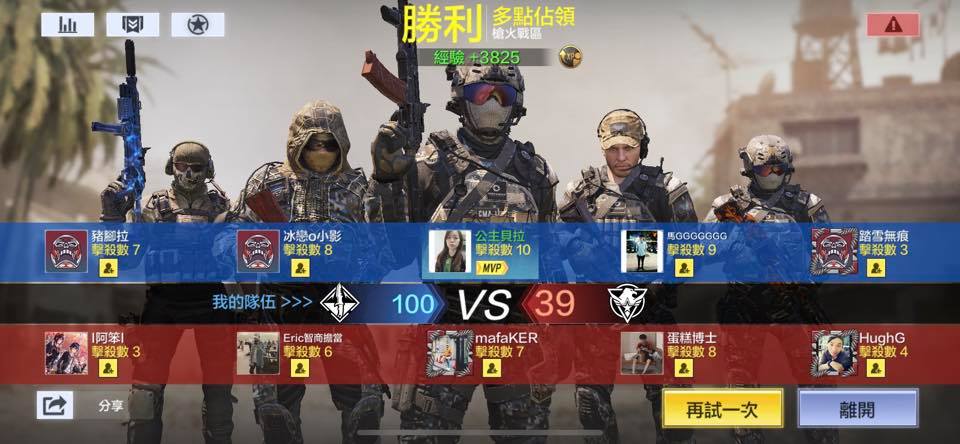 多人對戰的結算畫面可查看數據（圖片來源：遊戲實機畫面）