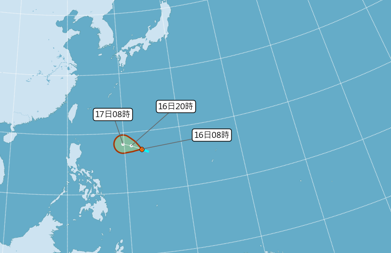 氣象局預報員陳建安說，預計此熱帶性低氣壓的發展有限，即便成颱對台灣影響恐怕不大。（翻攝自中央氣象局網頁）