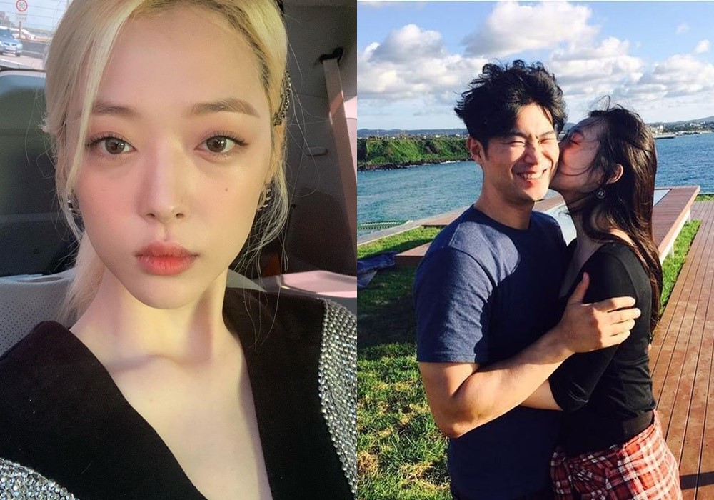 雪莉（左）日前驚傳上吊身亡，前男友崔子（右圖左）沉默2日後在社群網站表示悼念。（翻攝自雪莉IG）