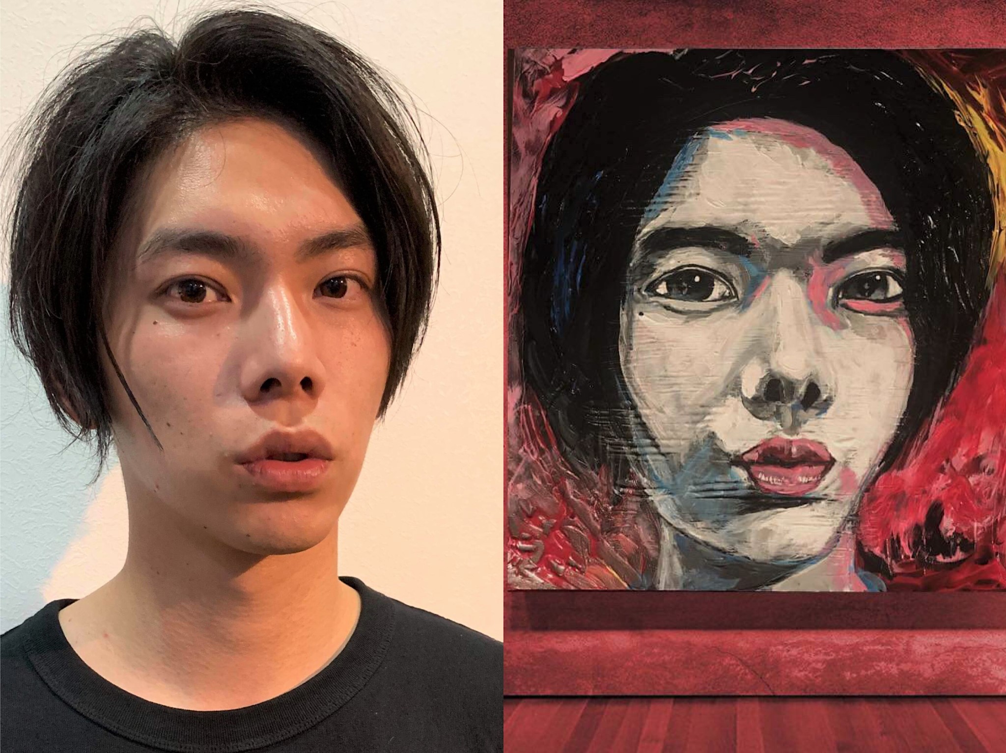 楊宇騰的肖像被金曲評審也是新銳畫家簡明正帶去法國羅浮宮展覽。（泓康天下提供）