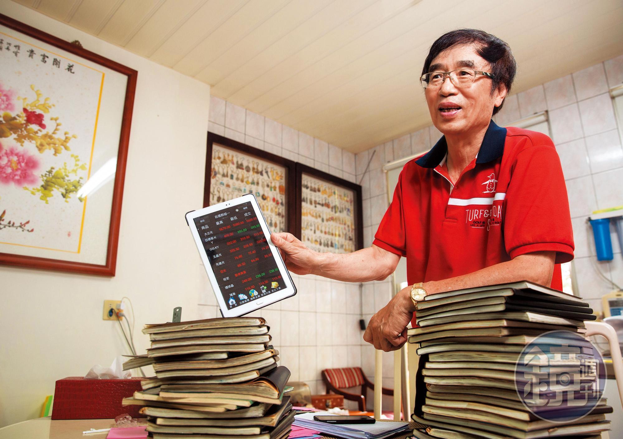 有「平民股神」稱號的蘇松泙，靠著每天抄股價這一招，全力操作強勢股，已連續45年在台股賺到錢。