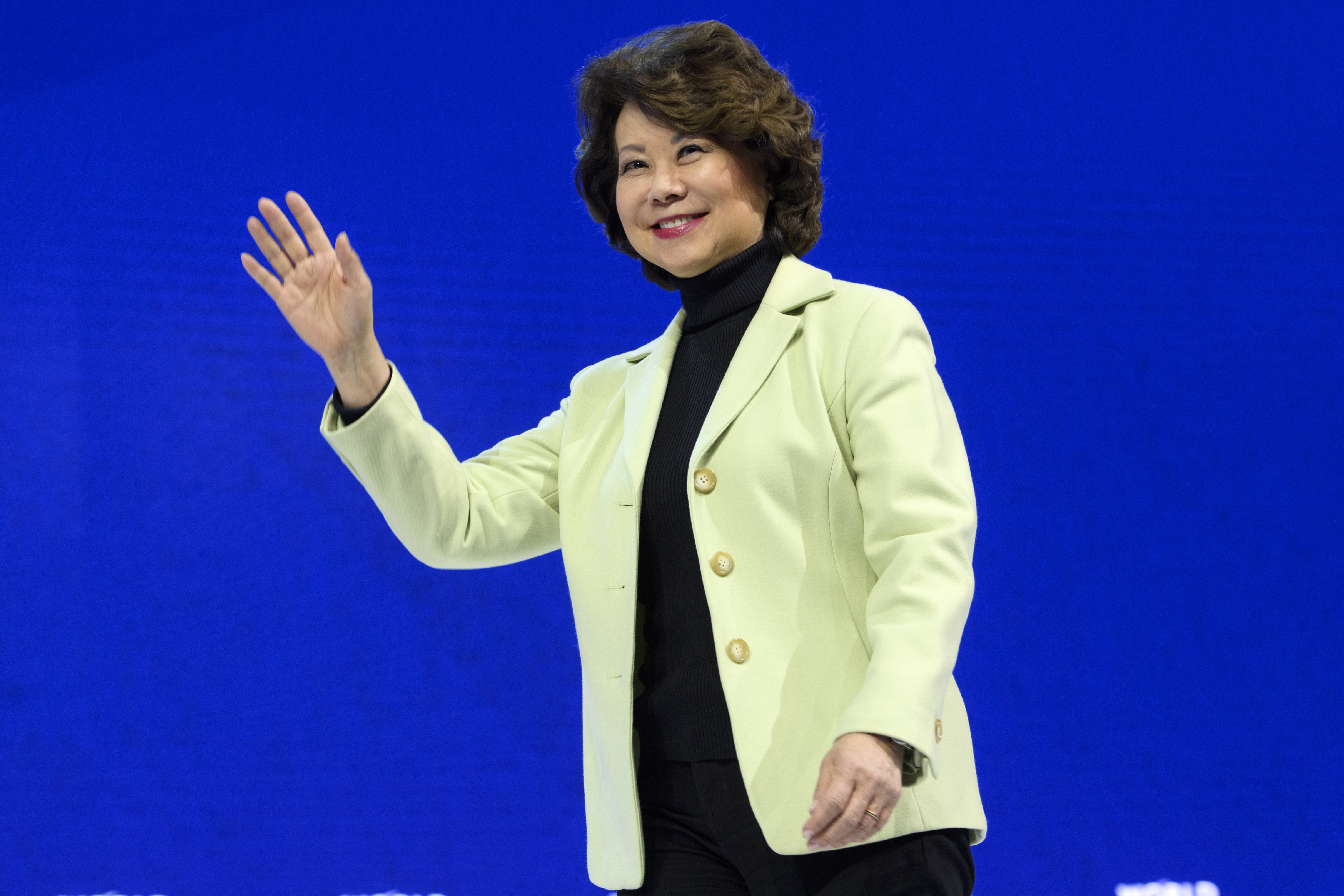 2018年1月16日，趙小蘭以美國運輸部長身分出席瑞士達沃斯世界經濟論壇。（東方IC）