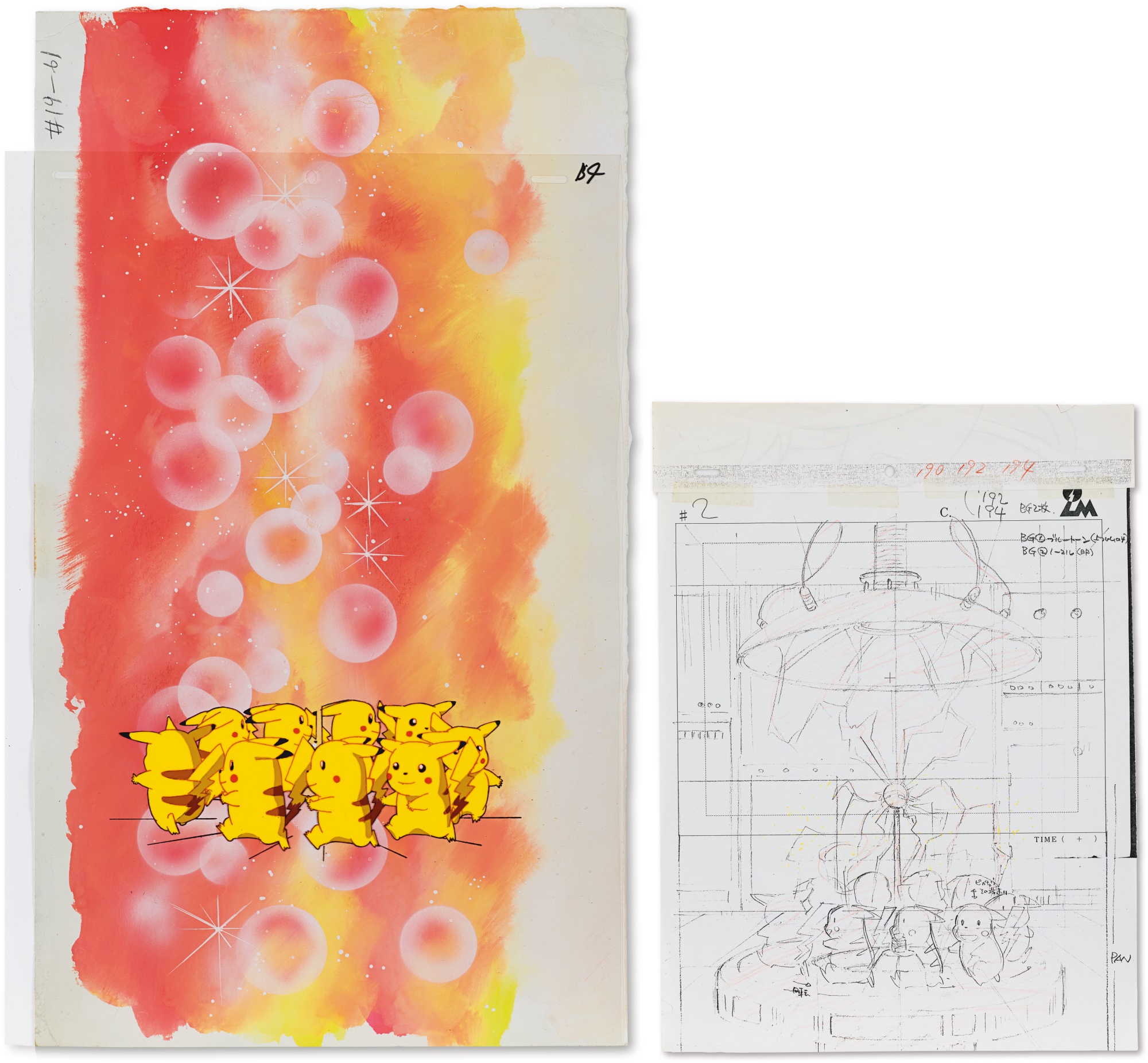 《寶可夢》中可愛的皮卡丘手稿、草圖。(翻攝自sothebys.com)