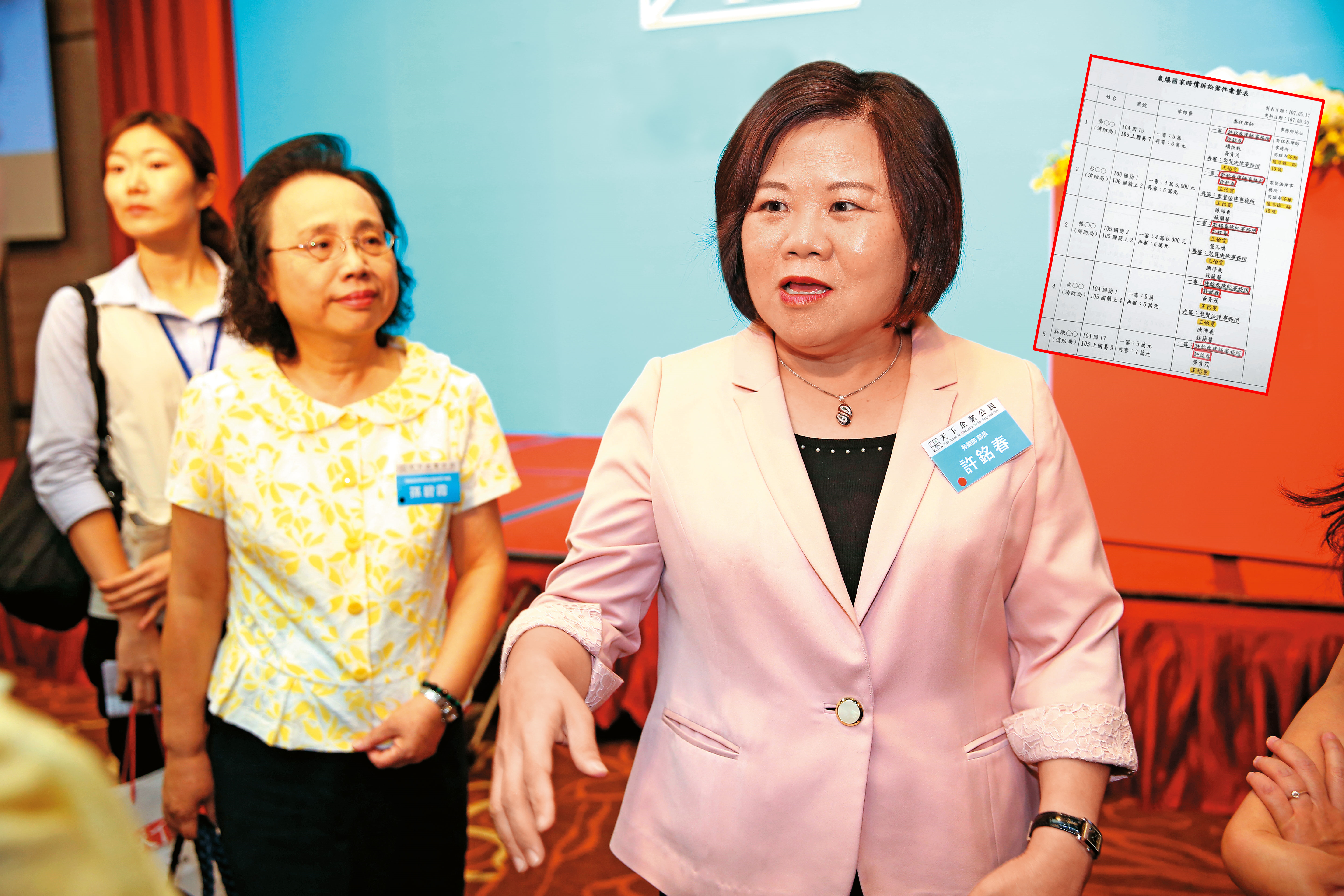 勞動部長許銘春在5年前，以律師身分承攬11件高雄氣爆國賠案，遭質疑違反旋轉門條例，不過許銘春強調一切合法。