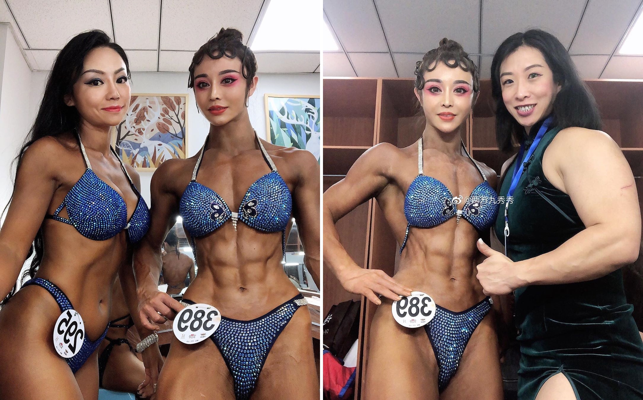 袁合榮IG也貼出她參加健美比賽,與其他參賽者親密合照。(翻攝自yuanherong1229 IG)