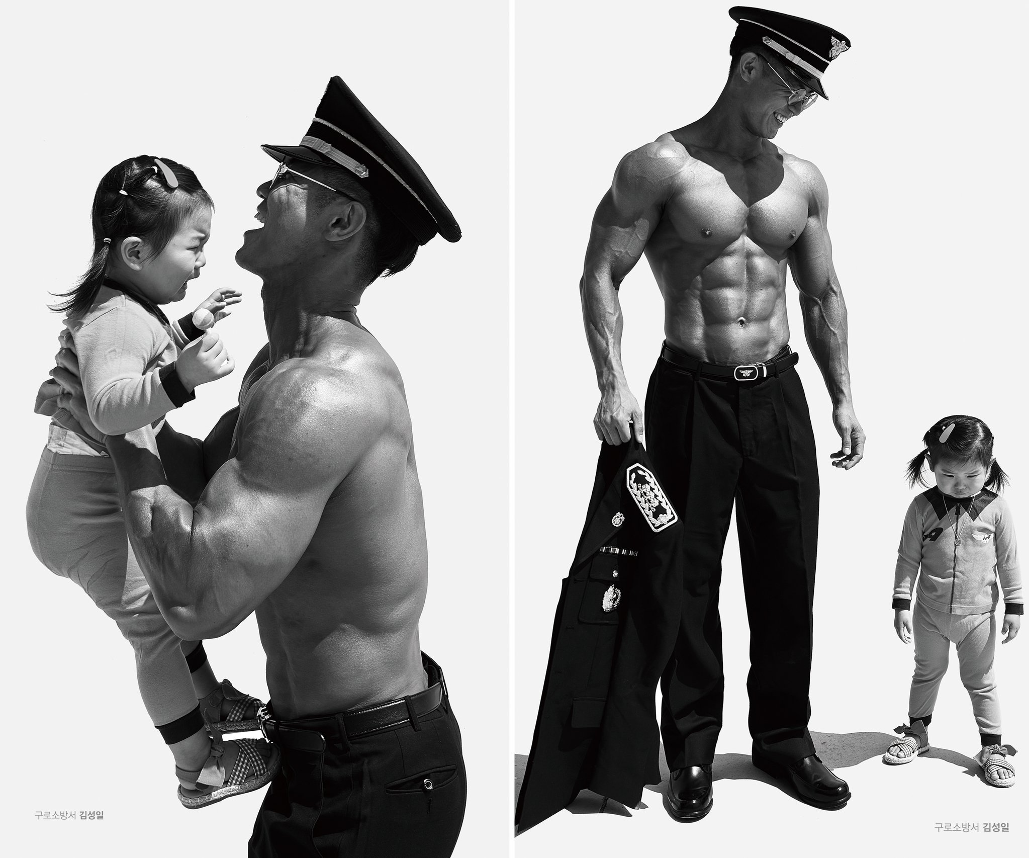 韓國消防年曆今年因為有父女入鏡，顯得格外溫柔。（網路圖片）