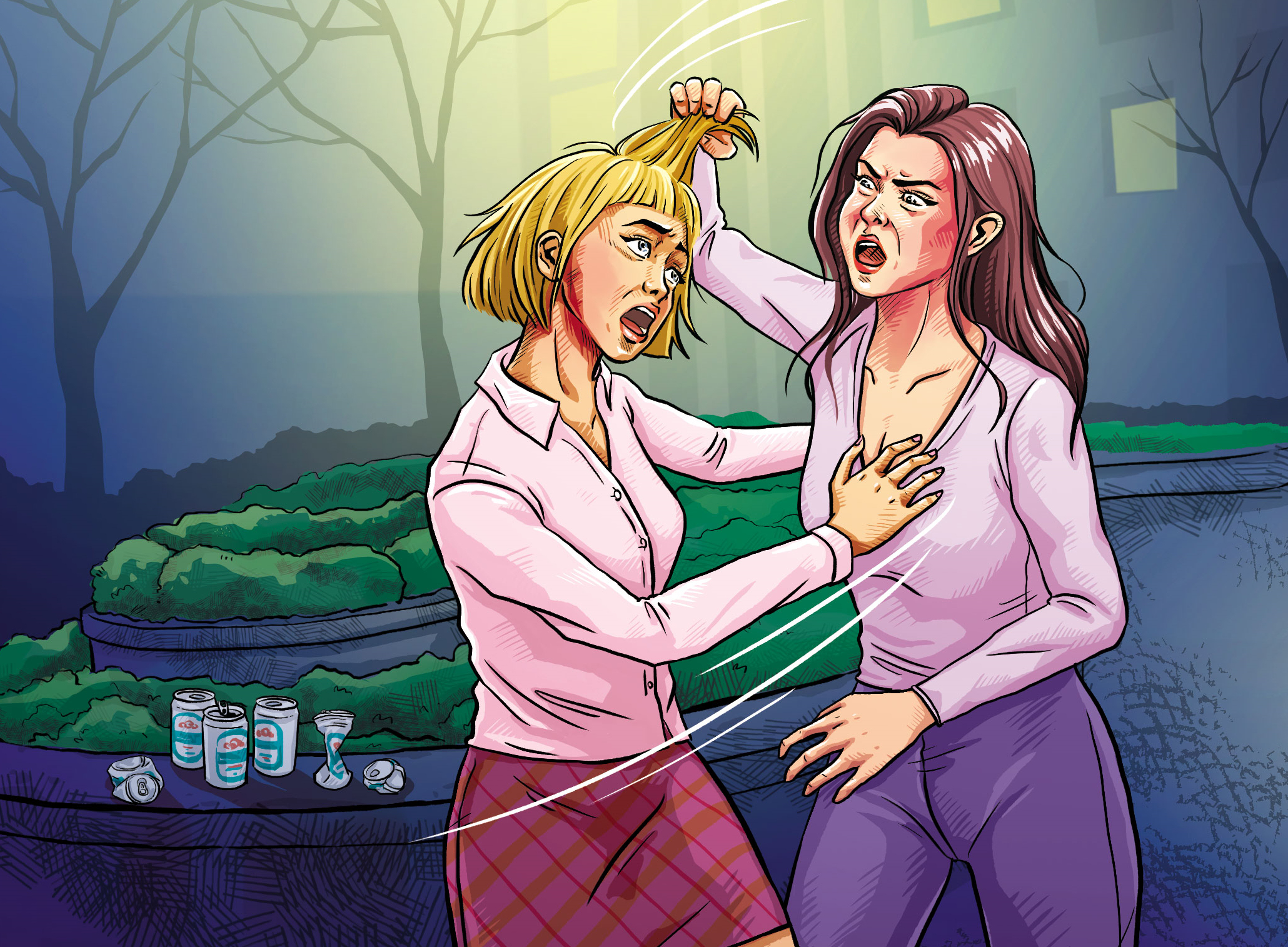 胡嘉嘉母女酒後在社區互毆。