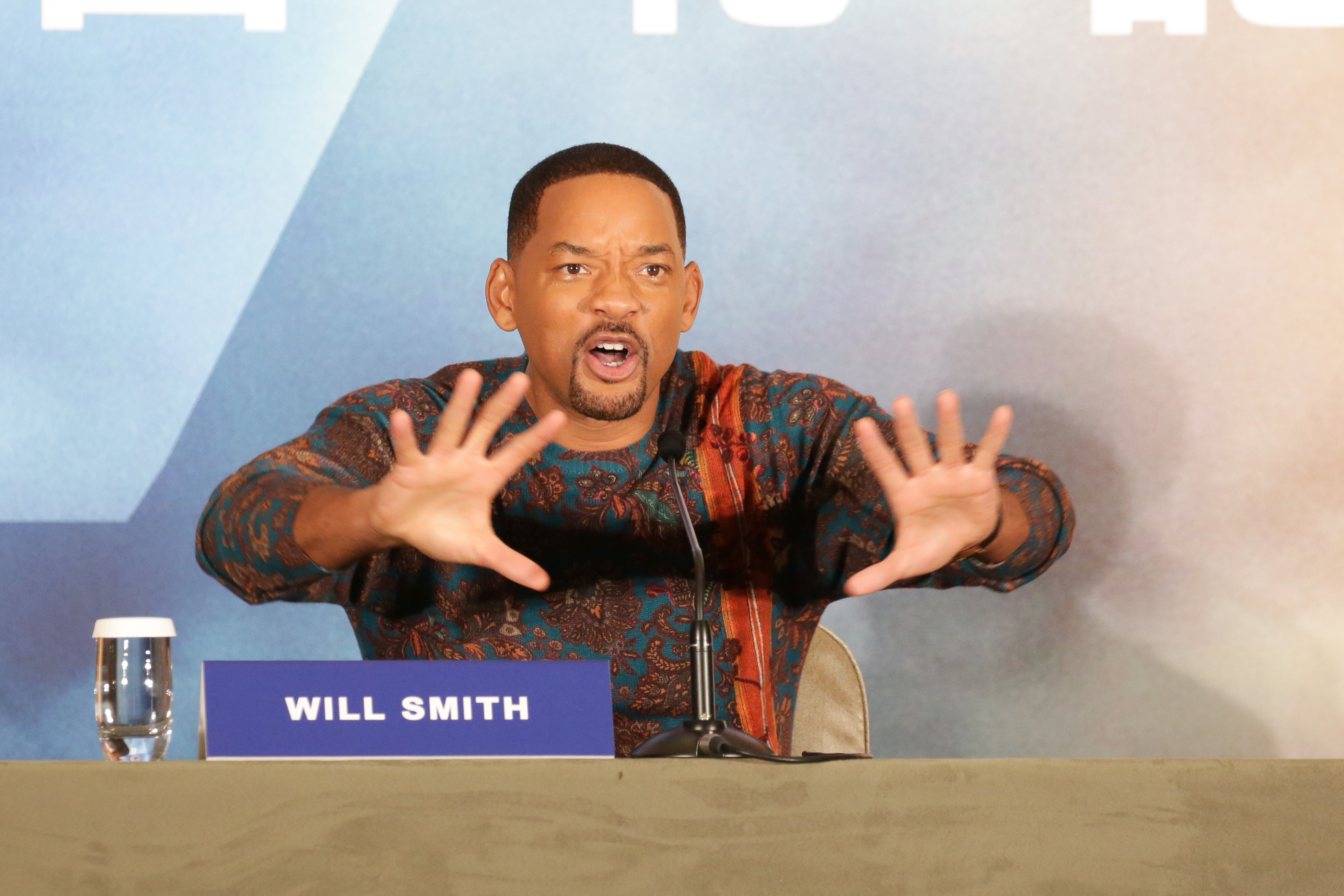 威爾史密斯在記者會表情十足，逗得全場氣氛超high。