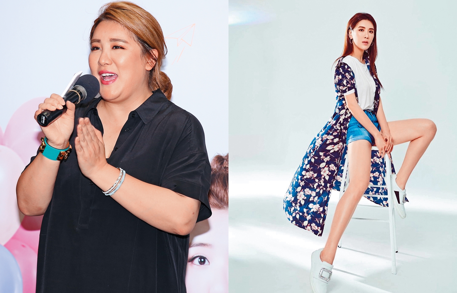 小禎半年瘦了近40公斤，成果驚人，但其實大家都很難相信她是靠著健康方式才瘦下來。（左圖本刊資料照，右圖翻攝自小禎IG）