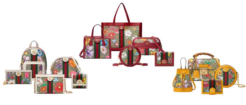 GUCCI將雙G圖騰與Flora印花攜手，推出全新Ophidia GG Flora包款系列。（GUCCI提供）
