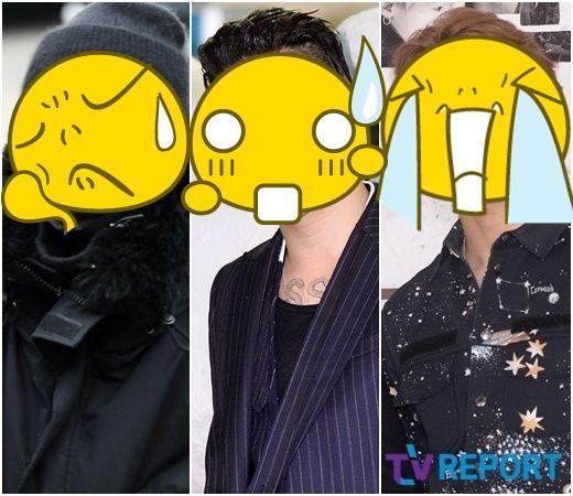 G-DRAGON(左)將於月底率先退伍,太陽(中)、大聲(右)緊接著於11月完成兵役。(翻攝自TVREPORT)