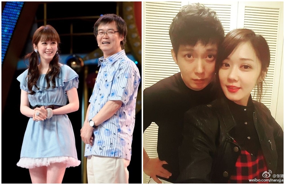 張娜拉（左圖左、右圖右）的父親朱虎聲（左圖右）為話劇演員，哥哥張成源（右圖左）也是演員。（翻攝自Naver、微博）