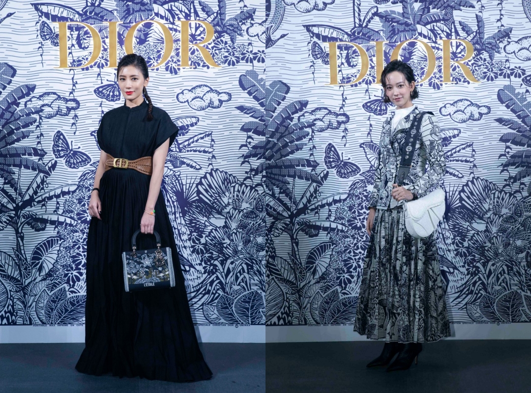 賈靜雯（左）、孟耿如是Dior早春系列發表會上的亮點。（Chris Yi提供）
