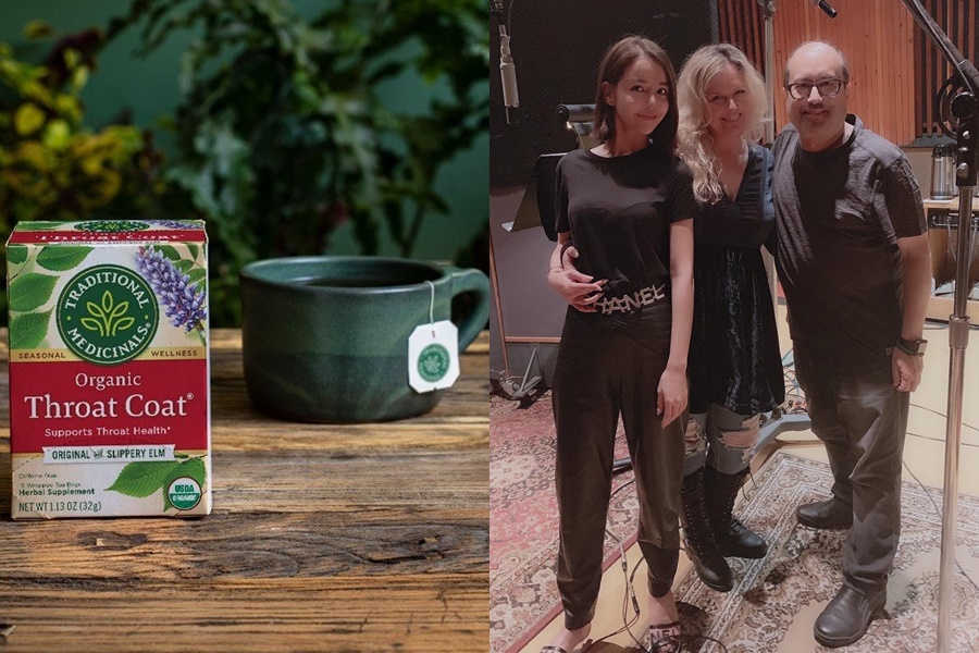 Jeff Bova提供李毓芬音樂上的協助，還貼心推薦茶包，解決她喉嚨不適的問題。（左圖：翻攝自Throat Coat官網／右圖：宇樂樂提供）