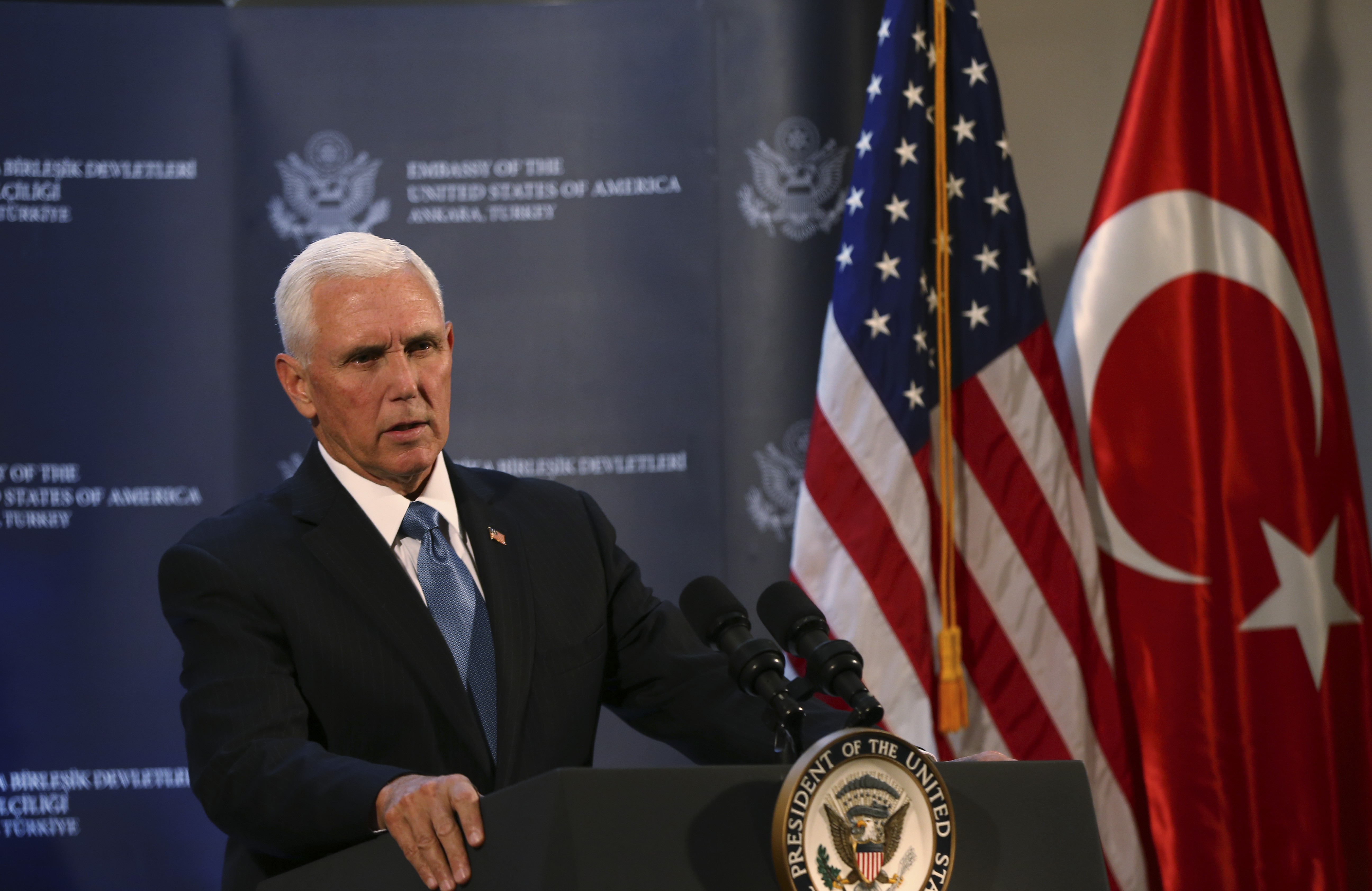 美國副總統彭斯稱讚川普是美國歷任總統中對中國態度最強悍者，並再次對台灣釋出善意。資料照（東方IC）