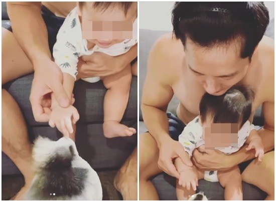 馬俊麟裸身跟兒子們玩樂的影片，是由他還沒離婚的老婆梁敏婷所錄製。（翻攝梁敏婷IG）