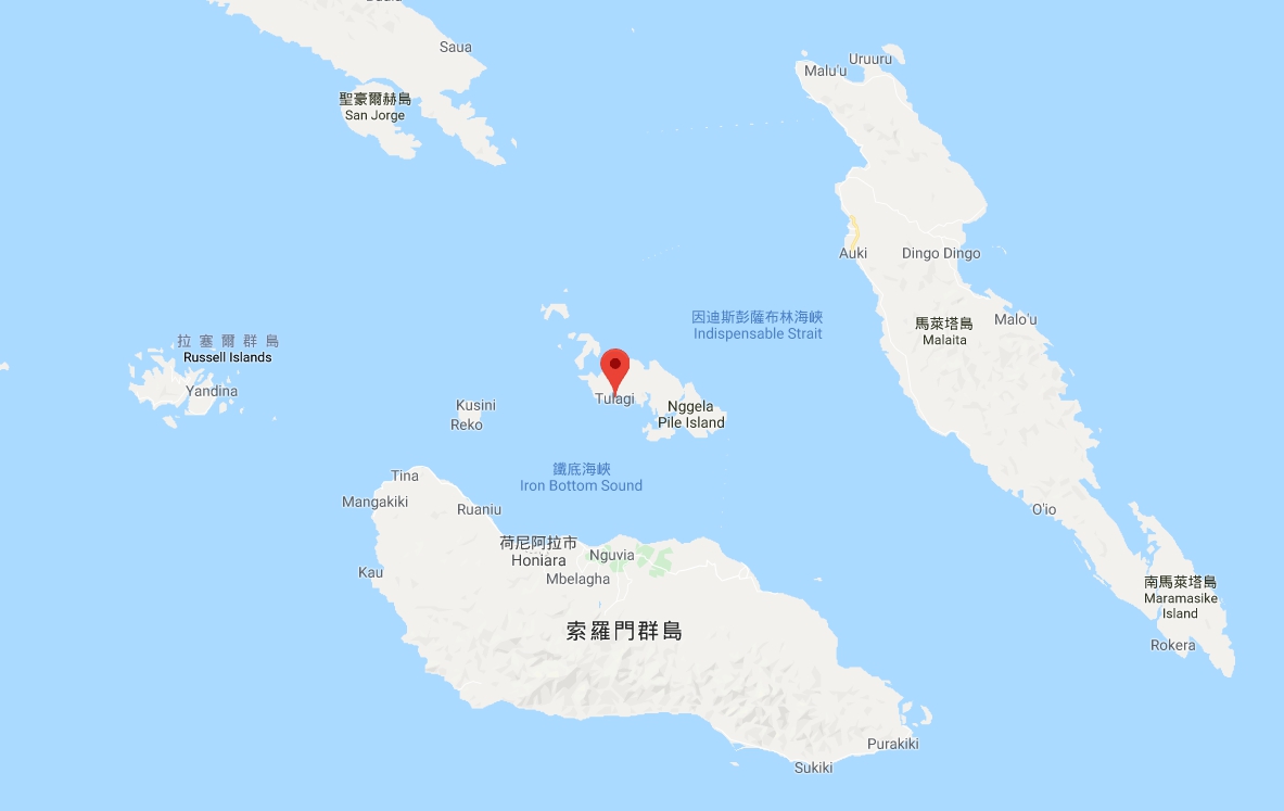 圖拉吉是天然的深水港，與索羅門群島目前首都所在的瓜達爾卡納爾島向來都是兵家必爭之地。（翻攝自Google map）