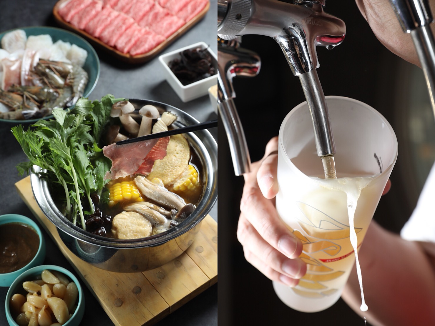 在「肉大人 Mr. Meat 肉舖火鍋」吃火鍋，現在不但可以酒肉同桌，還可以加點麻辣燙，下酒菜這麼多，不小心就混上整晚。