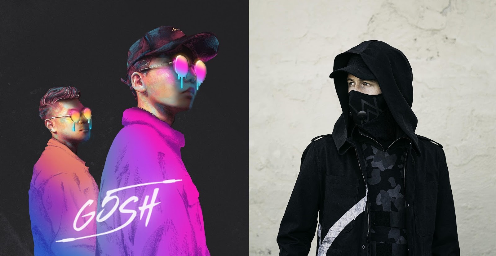 Alan Walker（右）與台灣首支EDM雙人組合G5SH（左）聯名合作混音作品。（任意門娛樂提供）