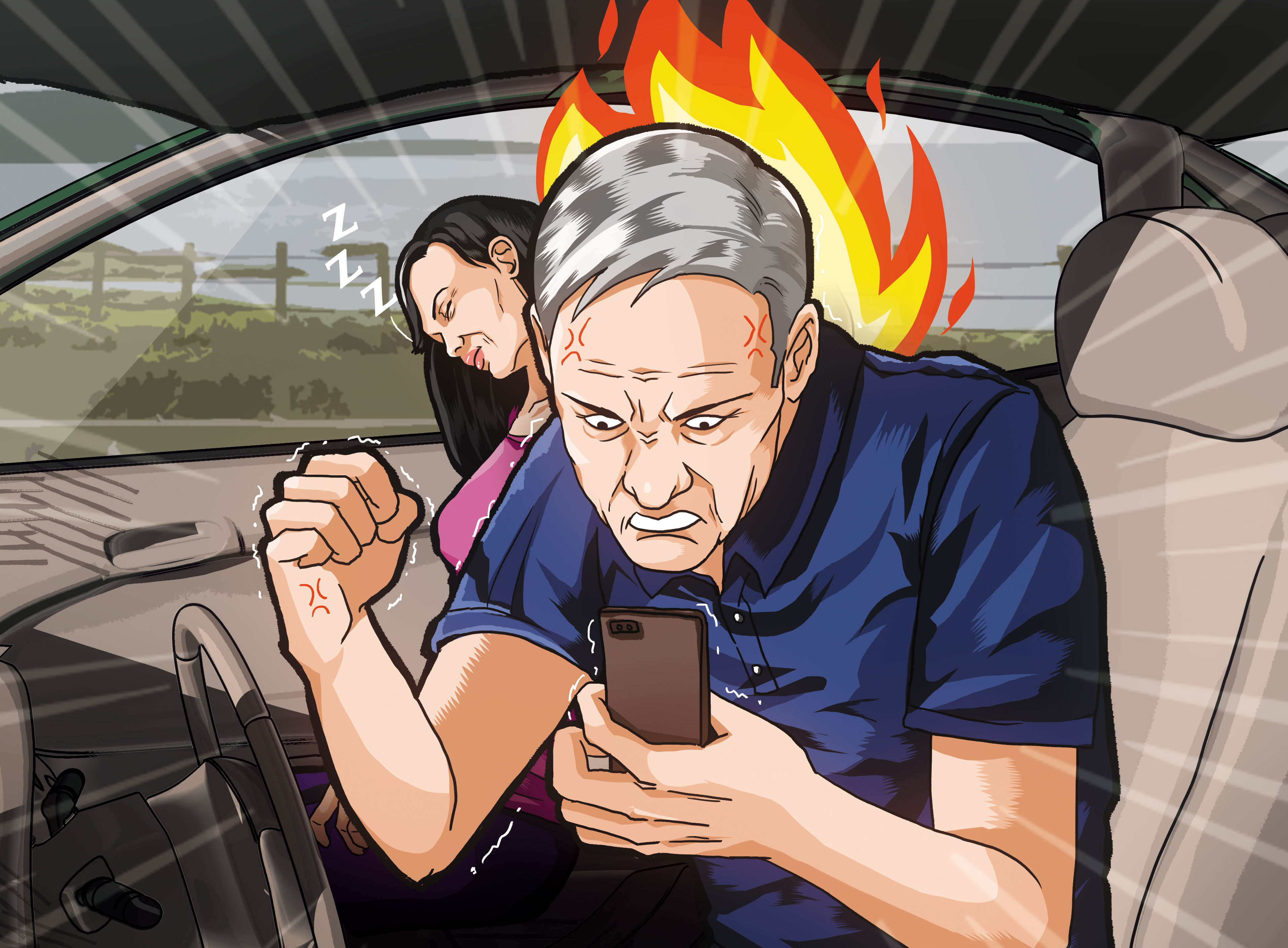 梁男趁魏女昏睡時,察看其手機,發現她與其他異性來往,十分氣憤。