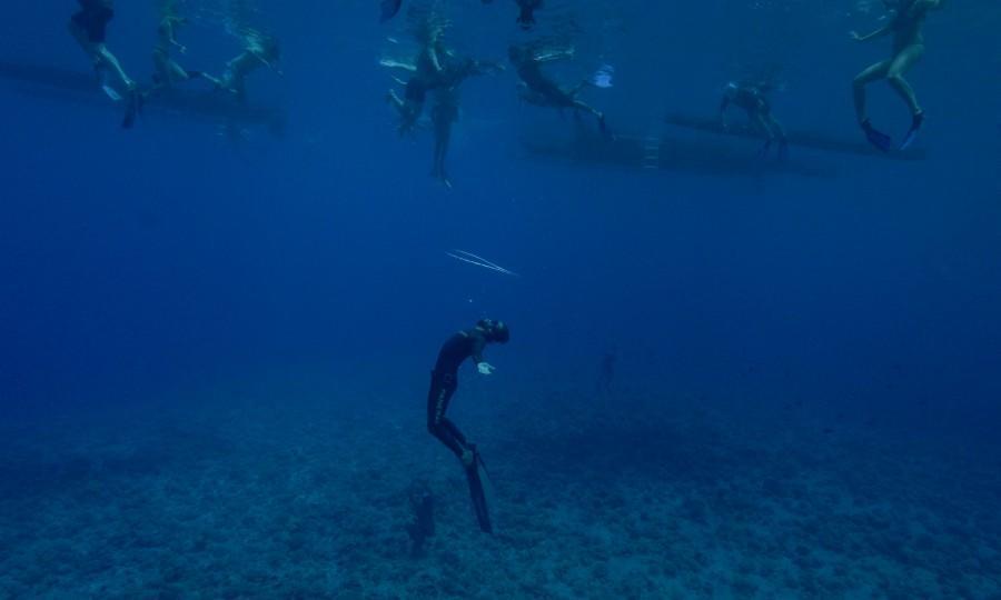 傳奇潛水家，同時也是沛納海代言人Guillaume Néry，帶領15位收藏了Submersible專業潛水錶特別版（PAM00983）的貴賓，一起下海體驗自由潛水。