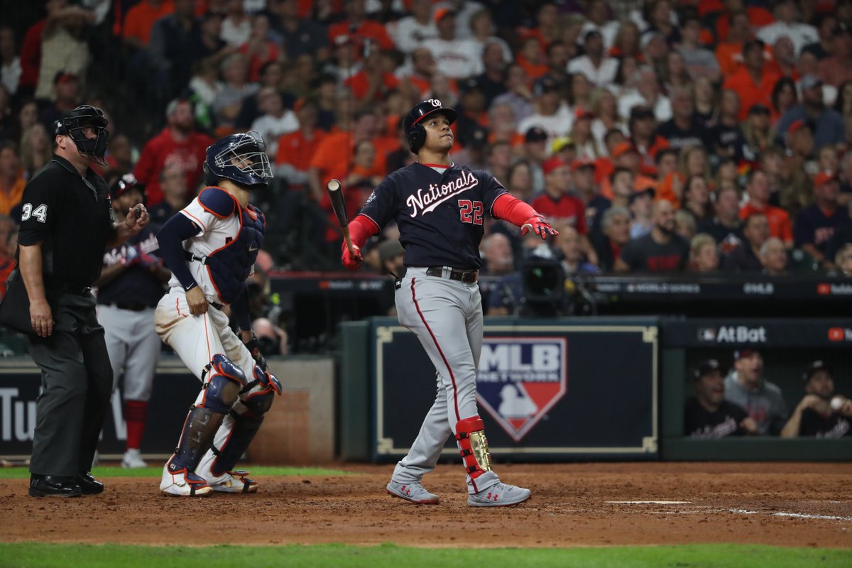 蘇鐸（Juan Soto）擊出陽春全壘打，幫助國民以3比2瞬間逆轉戰局。（翻攝自Washington Nationals推特）